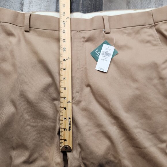 Mens LL Bean Dress Chino size 42 (42x30) Tan Flat Front Pants - Picture 12 of 14